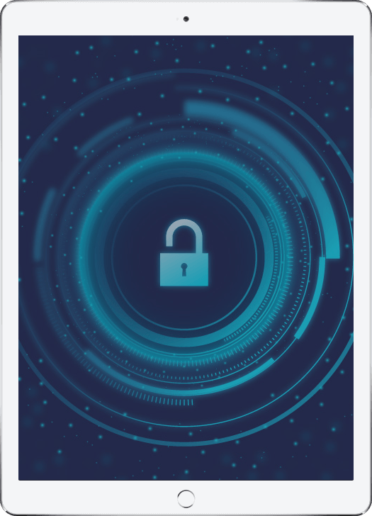 Tablette protégée par un cadenas